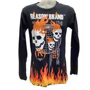 Reason Brand Size Small Printed Graphic Long Sleeve Tee. New With Tag